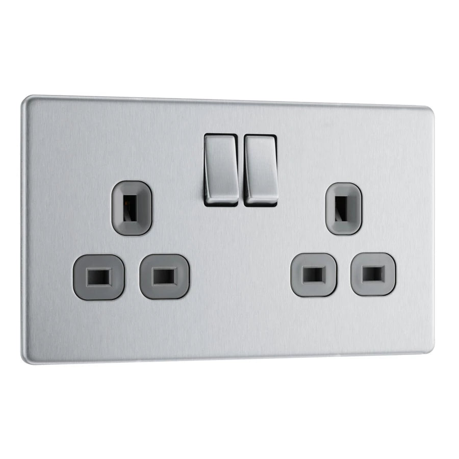 Elegant BG Screwless Brushed Steel Switches and Sockets