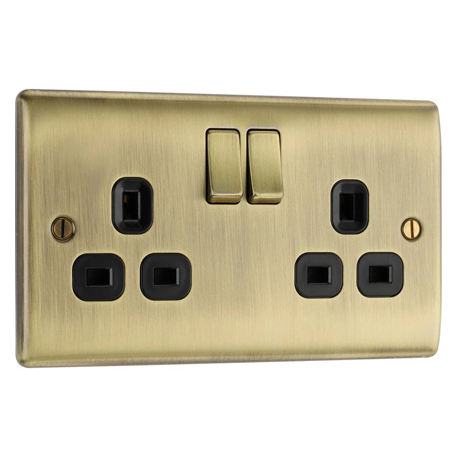 Elegant BG Nexus Antique Brass Sockets and Switches