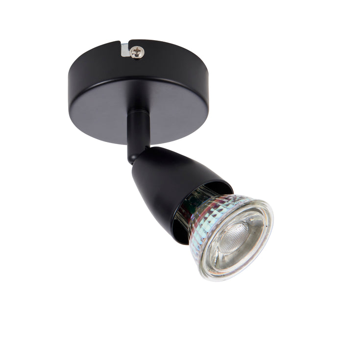 Saxby 101328 Amalfi 1lt single spotlight black 35W Matt black paint 35W GU10 reflector (Required) - westbasedirect.com