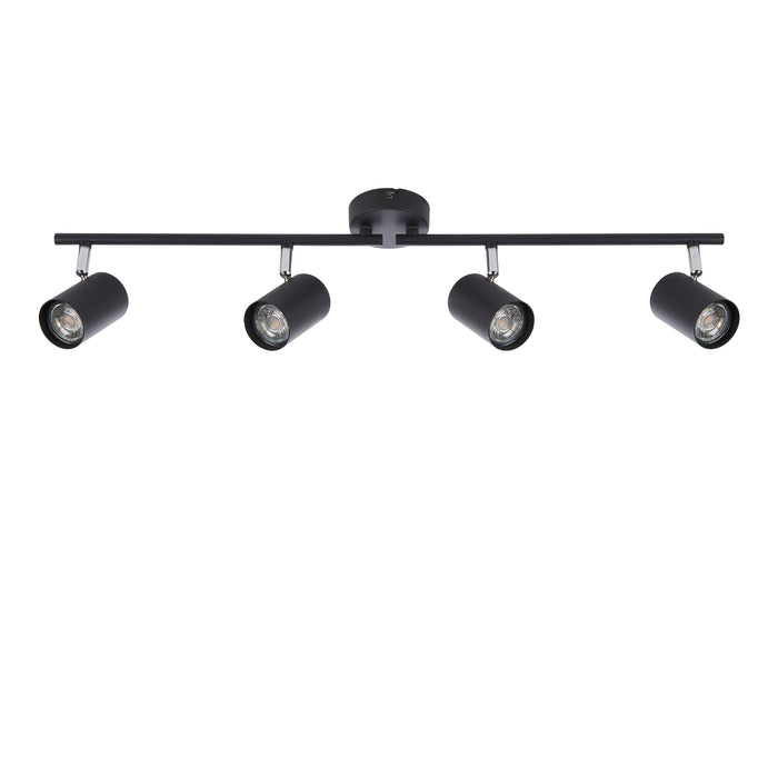 Saxby 101335 Arezzo 4lt bar spotlight black 7W Matt black paint 4 x 7W LED GU10 (Required) - westbasedirect.com