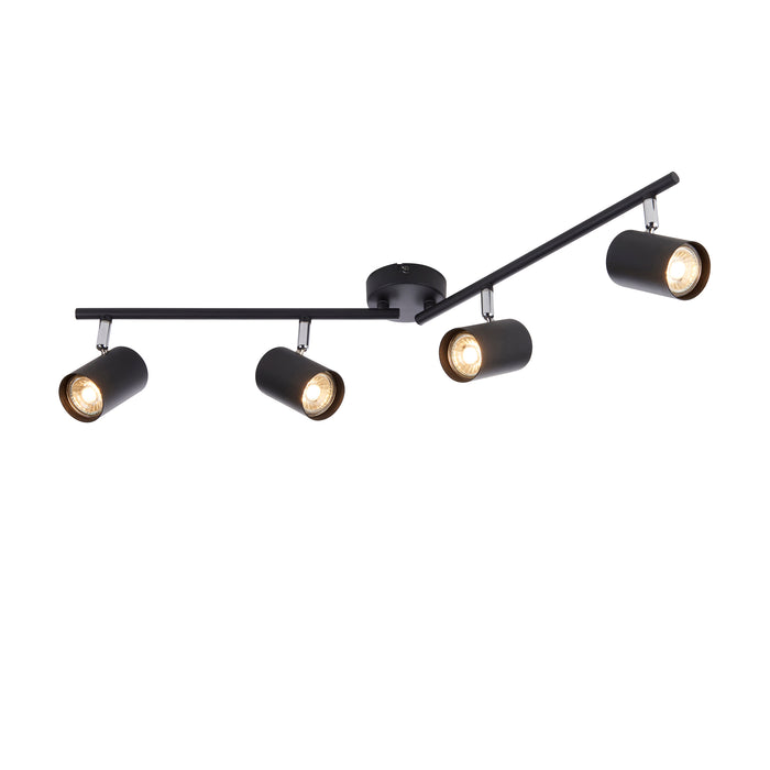 Saxby 101335 Arezzo 4lt bar spotlight black 7W Matt black paint 4 x 7W LED GU10 (Required) - westbasedirect.com