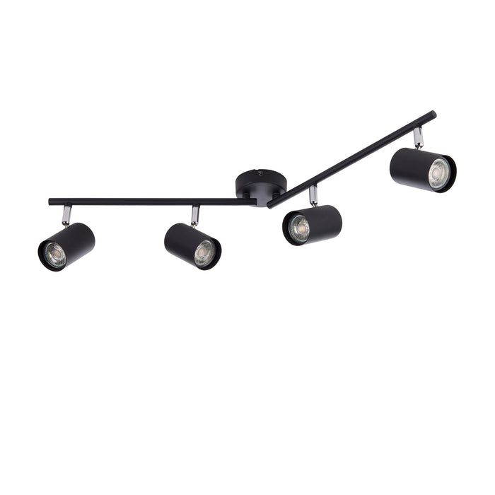 Saxby 101335 Arezzo 4lt bar spotlight black 7W Matt black paint 4 x 7W LED GU10 (Required) - westbasedirect.com