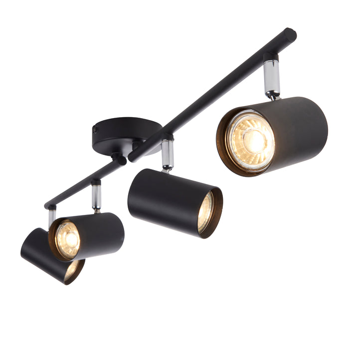 Saxby 101335 Arezzo 4lt bar spotlight black 7W Matt black paint 4 x 7W LED GU10 (Required) - westbasedirect.com