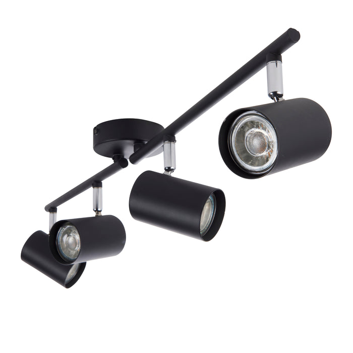 Saxby 101335 Arezzo 4lt bar spotlight black 7W Matt black paint 4 x 7W LED GU10 (Required) - westbasedirect.com