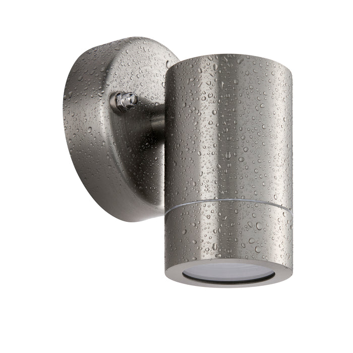 Saxby 101349 Palin  1lt wall marine grade IP65 7W Brushed stainless steel & clear glass 7W LED GU10 (Required) - westbasedirect.com