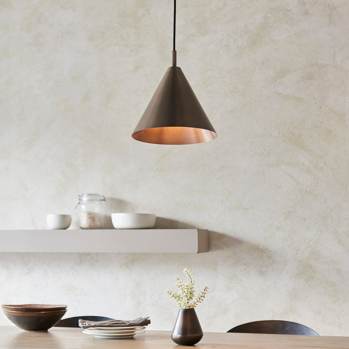 Endon 102892 Cape Pendant Brushed antique bronze plate 10W LED E27 (Required) - westbasedirect.com