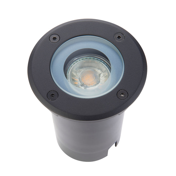 Saxby 103851 Pillar round Black IP65 7W Clear glass & matt black paint 7W LED GU10 (Required) - westbasedirect.com