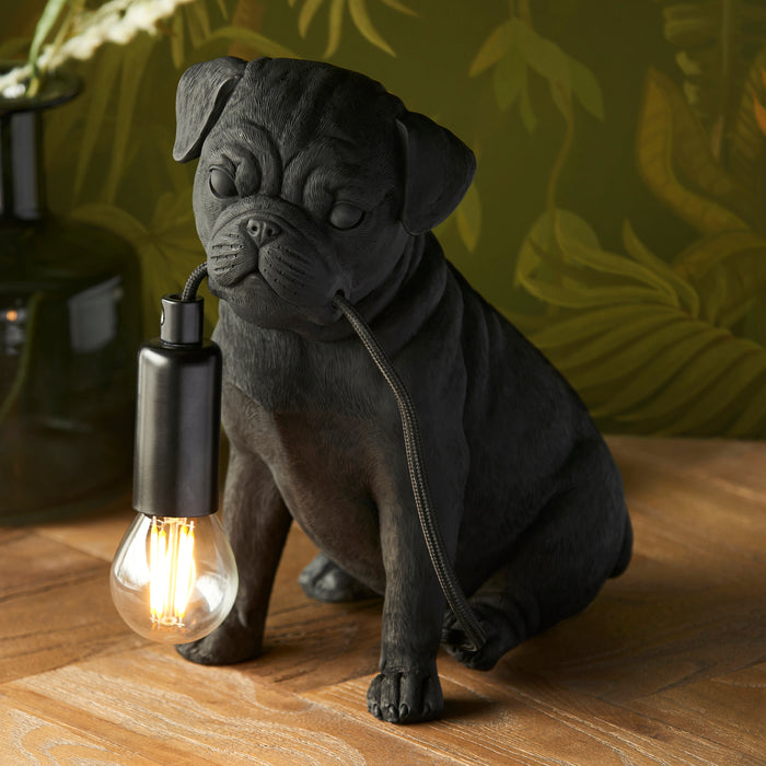 Endon 107325 Pug Puppy Table Matt black 7W LED E14 (Required) - westbasedirect.com