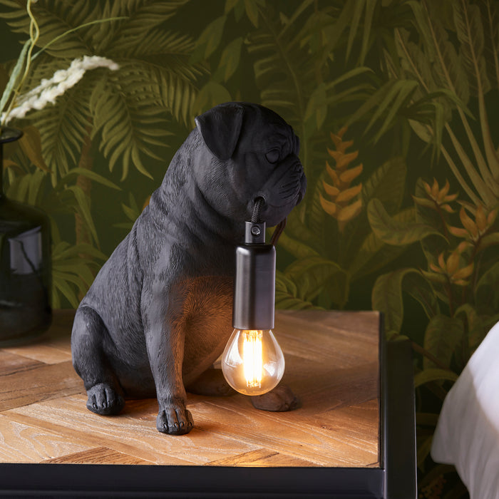 Endon 107325 Pug Puppy Table Matt black 7W LED E14 (Required) - westbasedirect.com