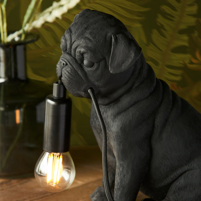 Endon 107325 Pug Puppy Table Matt black 7W LED E14 (Required) - westbasedirect.com