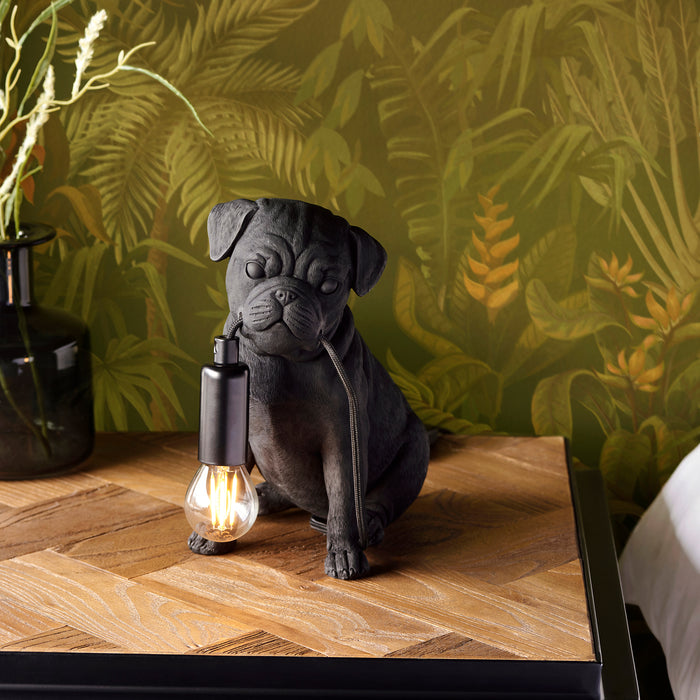 Endon 107325 Pug Puppy Table Matt black 7W LED E14 (Required) - westbasedirect.com