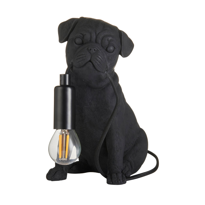 Endon 107325 Pug Puppy Table Matt black 7W LED E14 (Required) - westbasedirect.com