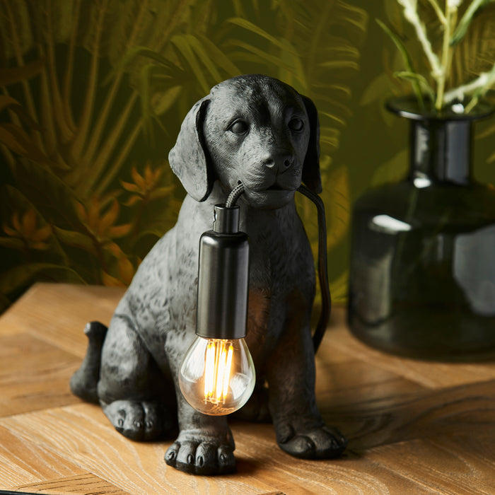 Endon 107365 Labrador Puppy Table Matt black 7W LED E14 (Required) - westbasedirect.com