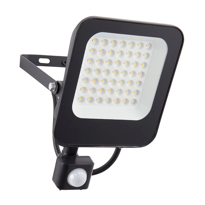 Saxby 107641 Guard PIR 30W Floodlight IP65 Matt Black Paint & Clear Glass Cool White 4000K - westbasedirect.com
