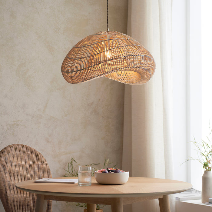 Endon 109203 Misra Pendant Shade Natural rattan 10W LED E27 or B22 (Required) - westbasedirect.com