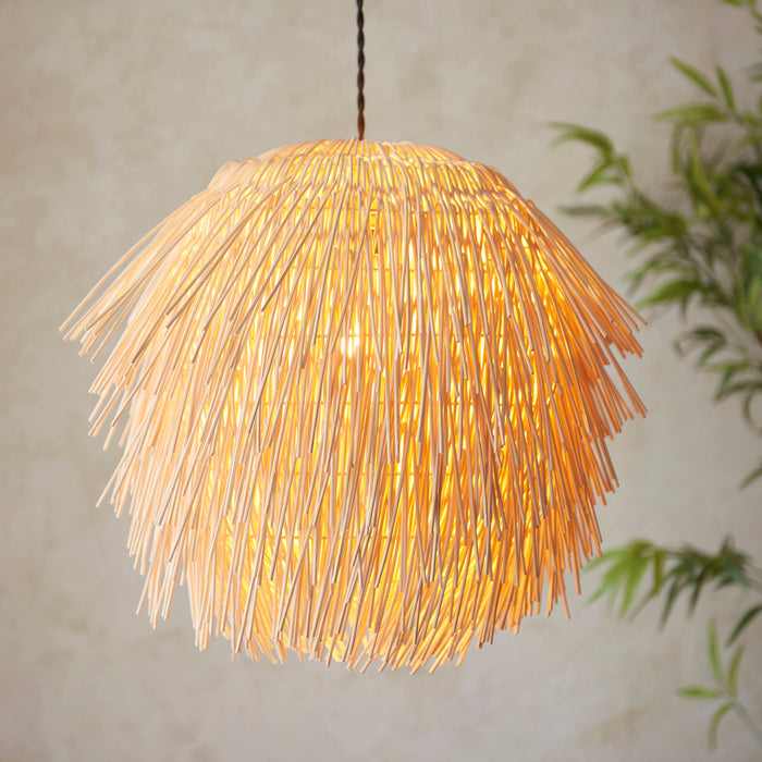Endon 109204 Pushpa Pendant Shade Natural rattan 10W LED E27 or B22 (Required) - westbasedirect.com