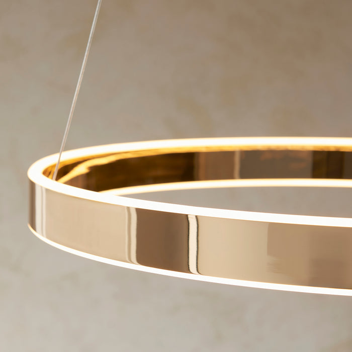 Endon 110957 Gen Ring pendant French gold finish & frosted acrylic 42W LED tape module (SMD 2835) Warm White - westbasedirect.com