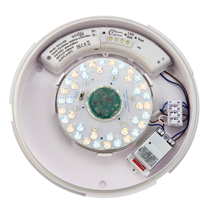 Saxby 110968 Core CCT microwave Emergency IP65 15W Gloss white & opal pc 15W LED module (SMD 2835  CCT) CCT - westbasedirect.com