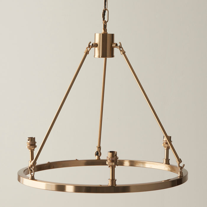 Endon 111203 Chester 3lt Pendant Fitting Brushed aged brass plate 3 x 7W LED B22 (Required) - westbasedirect.com