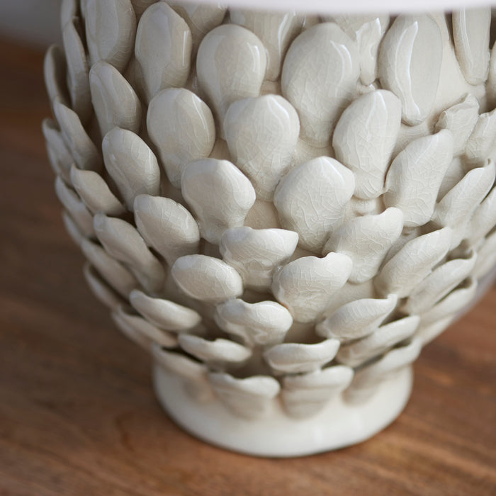 Endon 111249 Layered Leaf Table Base Ivory crackle glaze & brushed aged brass plate 10W LED B22 (Required) - westbasedirect.com