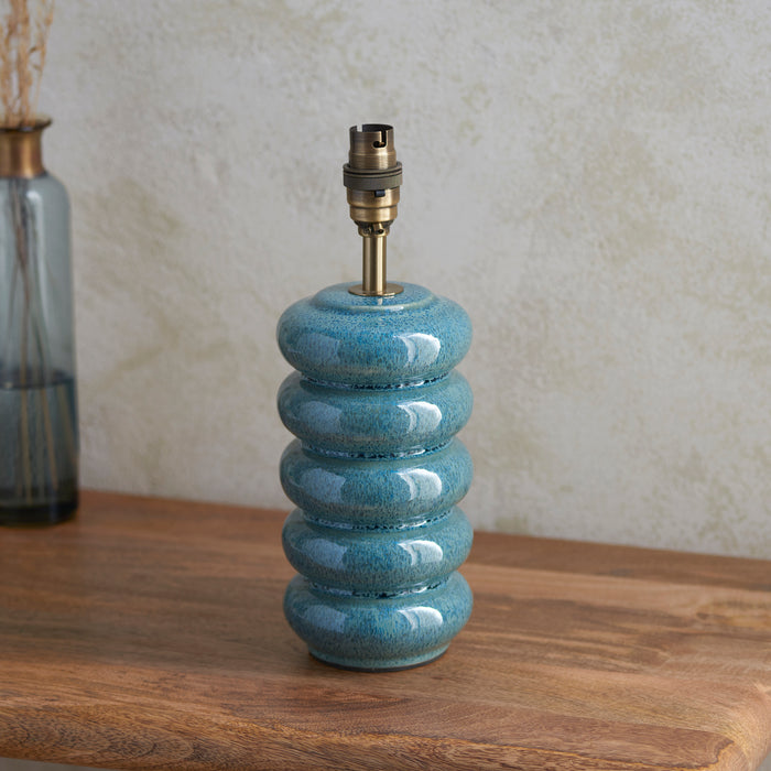 Endon 111255 Squash Table Base Ocean spray glaze & brushed aged brass plate 10W LED B22 (Required) - westbasedirect.com