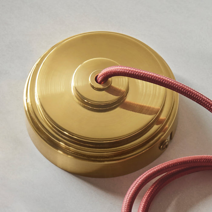 Endon 111512 Eltham Cable Set Brushed aged brass plate & red flex 10W LED B22 (Required) - westbasedirect.com