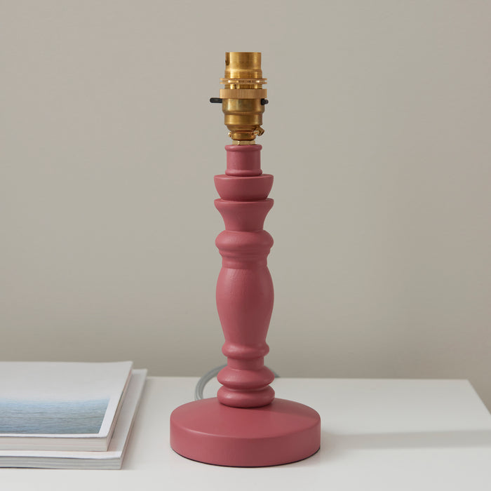 Endon 111521 Bibury Table Base Satin pink clay paint & brushed aged brass plate 7W LED B22 (Required) - westbasedirect.com