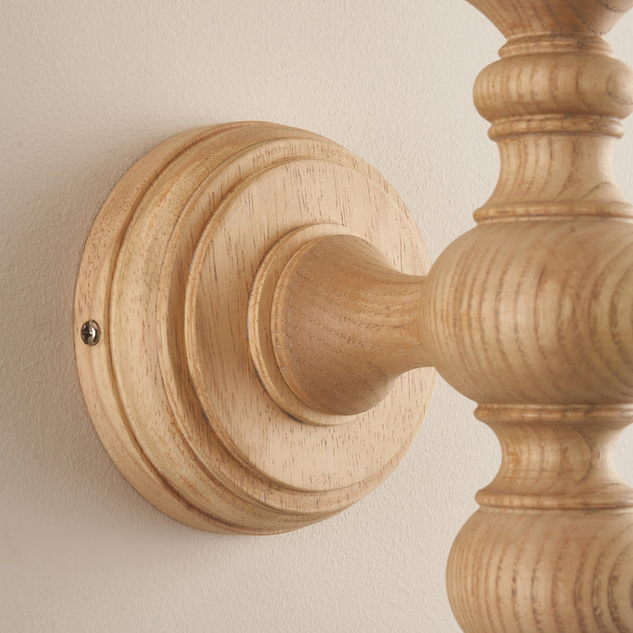 Endon 111526 Bibury Wall Fitting Natural ash & brushed aged brass plate 7W LED B22 (Required) - westbasedirect.com