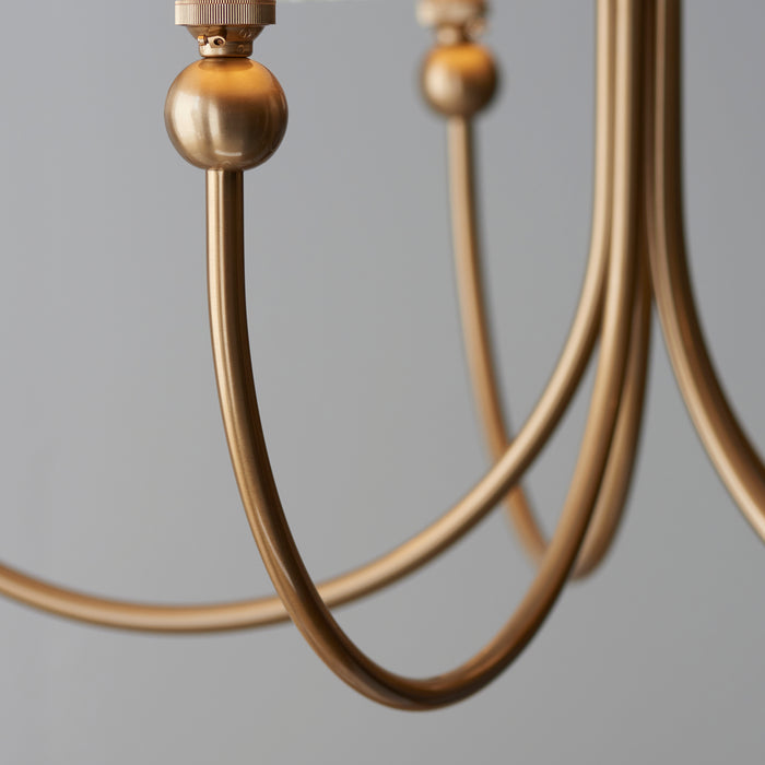 Endon 112152 Santiago 5lt Pendant Fitting Brushed aged brass plate 5 x 7W LED B22 (Required) - westbasedirect.com
