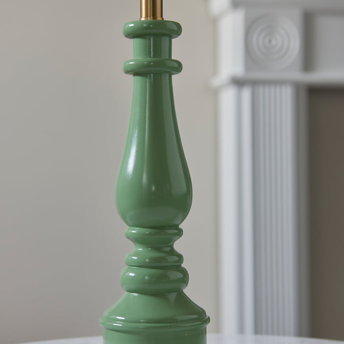 Endon 112164 Myrtle Table Base Cotswold green & warm brass plate 10W LED B22 (Required) - westbasedirect.com