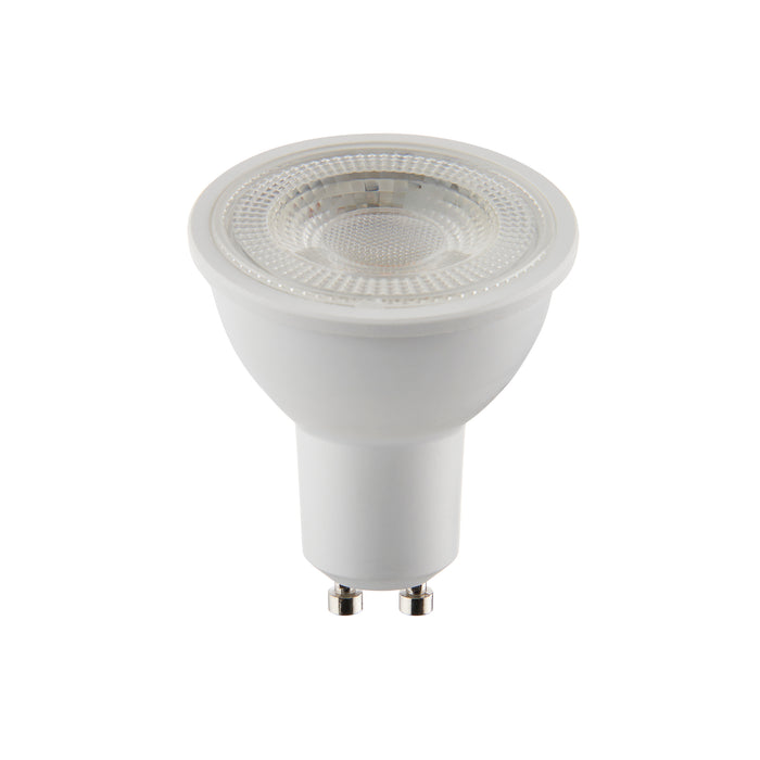 Saxby 112548 GU10 LED 5W 3000K/450LM/DIM 5W Matt white plastic & clear prismatic pc 5W LED GU10 Warm White - westbasedirect.com