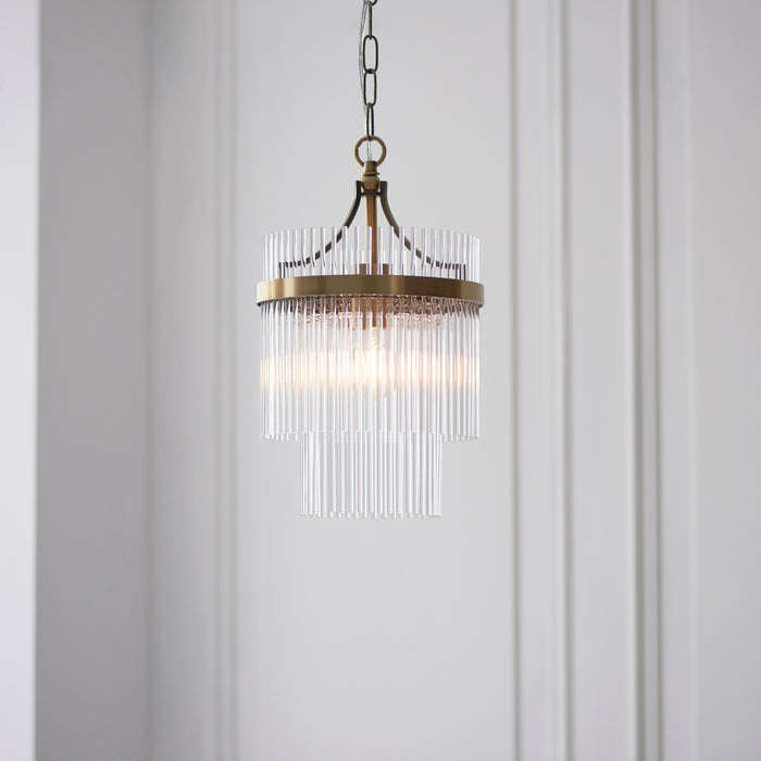 Endon 112572 Marietta Pendant Antique brass plate & clear glass 10W LED E27 (Required) - westbasedirect.com
