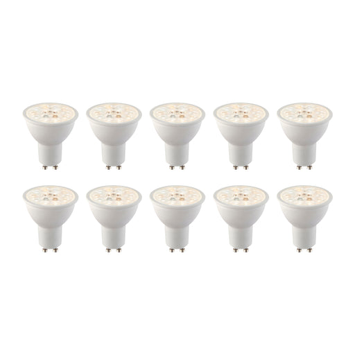 Saxby 113566 GU10 CCT 7W 10PACK 2700/4000/6500K / 600LM 7W Matt white plastic & clear prismatic pc 10 x 7W LED GU10 CCT - westbasedirect.com
