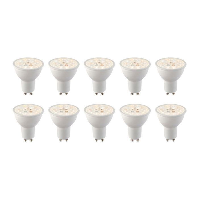 Saxby 113566 GU10 CCT 7W 10PACK 2700/4000/6500K / 600LM 7W Matt white plastic & clear prismatic pc 10 x 7W LED GU10 CCT - westbasedirect.com