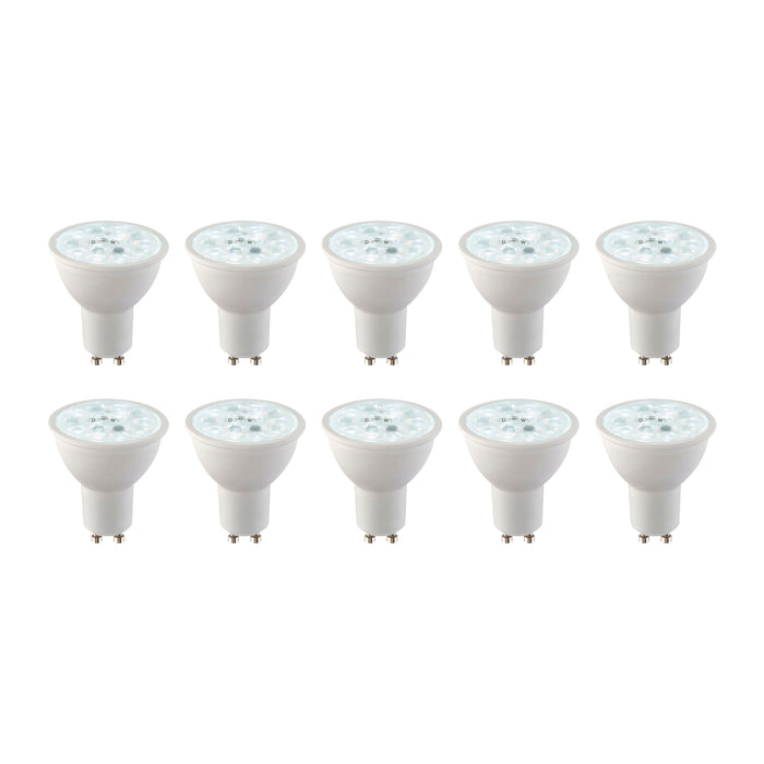 Saxby 113566 GU10 CCT 7W 10PACK 2700/4000/6500K / 600LM 7W Matt white plastic & clear prismatic pc 10 x 7W LED GU10 CCT - westbasedirect.com