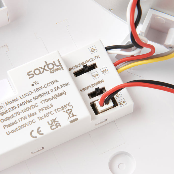 Saxby 113962 Saxby HeroULTRA emergency IP65 15W Matt white textured & opal pc 15W LED module (SMD 2835  CCT) CCT - westbasedirect.com