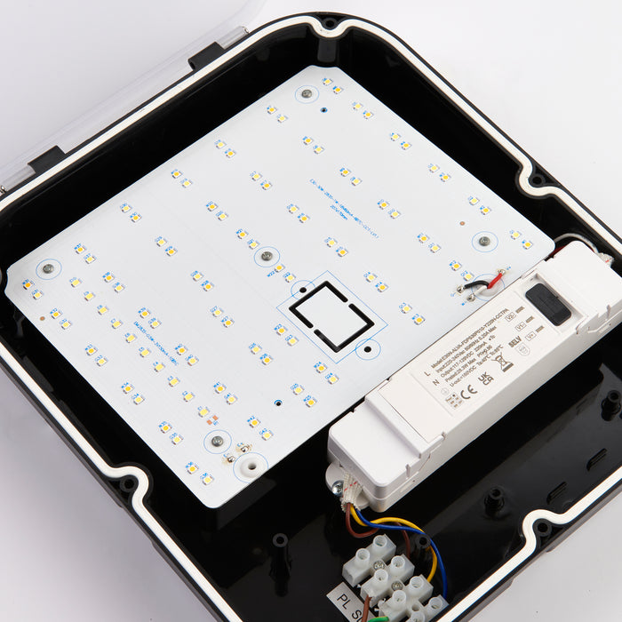 Saxby 114569 Lucca CCT standard IP65 30W Opal & matt black textured pc 30W LED module (SMD 2835  CCT) CCT - westbasedirect.com