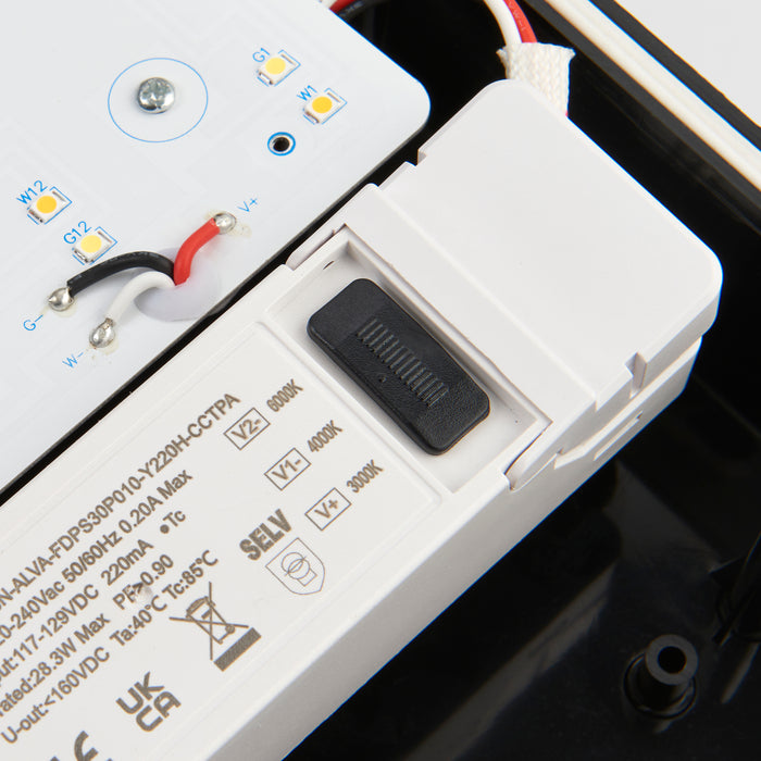 Saxby 114571 Lucca CCT photocell IP65 30W Opal & matt black textured pc 30W LED module (SMD 2835  CCT) CCT - westbasedirect.com