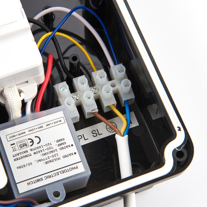 Saxby 114571 Lucca CCT photocell IP65 30W Opal & matt black textured pc 30W LED module (SMD 2835  CCT) CCT - westbasedirect.com