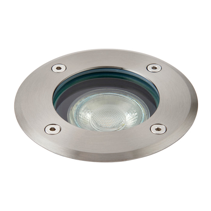 Saxby 114578 Pillar round IP67 7W Brushed stainless steel & clear glass 7W LED GU10 - westbasedirect.com