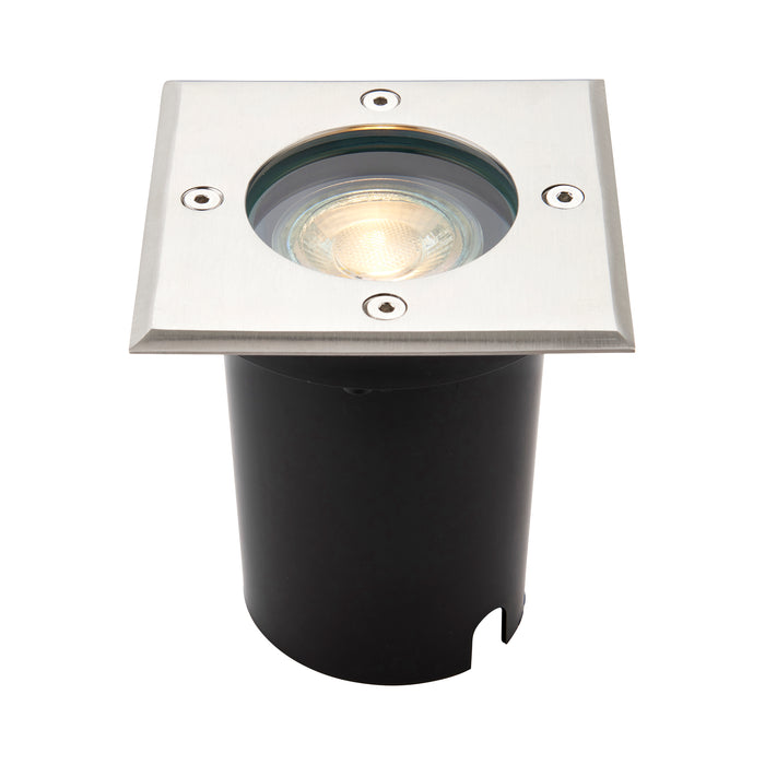 Saxby 114579 Pillar square IP67 7W Brushed stainless steel & clear glass 7W LED GU10 - westbasedirect.com