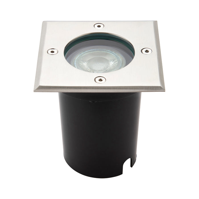 Saxby 114579 Pillar square IP67 7W Brushed stainless steel & clear glass 7W LED GU10 - westbasedirect.com