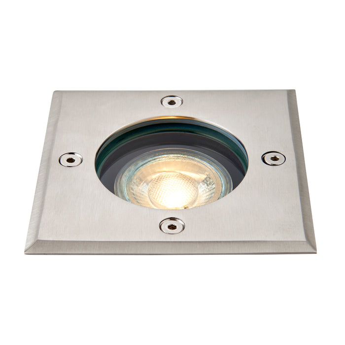 Saxby 114579 Pillar square IP67 7W Brushed stainless steel & clear glass 7W LED GU10 - westbasedirect.com