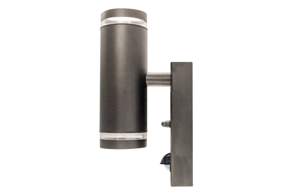 Integral ILDED062 Outdoor Stainless Steel Up And Down GU10 IP54 Wall Light with PIR Anthracite Grey - westbasedirect.com