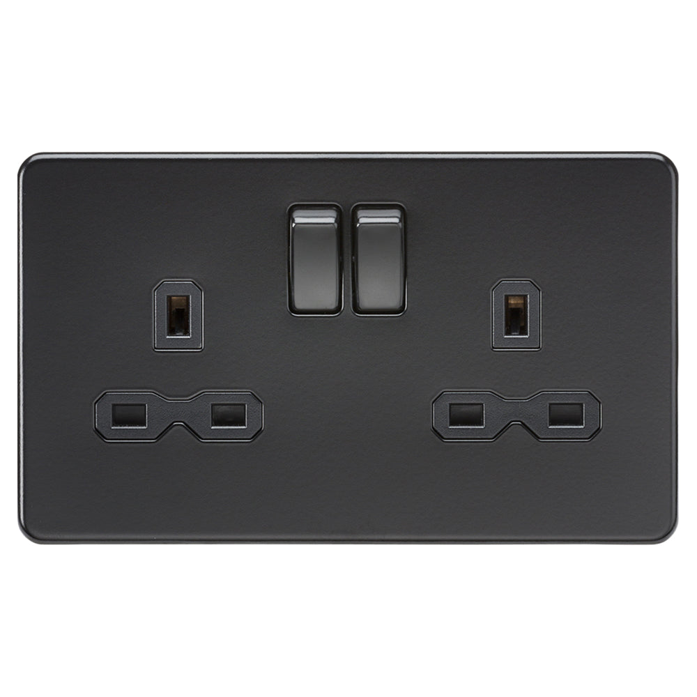 Knightsbridge Screwless Matt Black Switches and Sockets