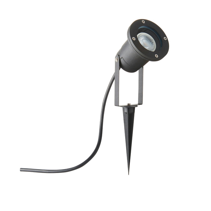 Saxby POLGU10 Opaz MV spike IP65 7W Textured matt black paint & clear glass 7W LED GU10 (Required) - westbasedirect.com