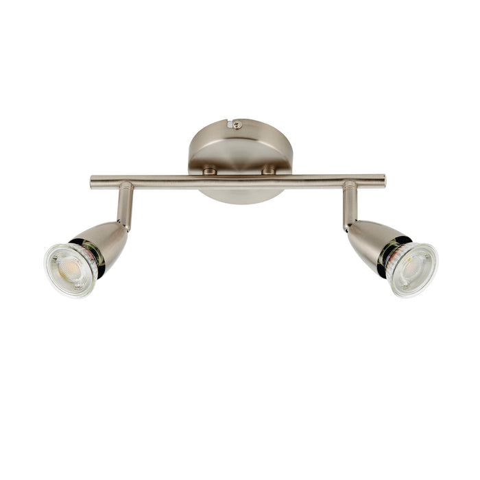Saxby G2521313 Amalfi 2lt bar spotlight satin nickel 35W Satin nickel effect plate 2 x 35W GU10 reflector (Required) - westbasedirect.com
