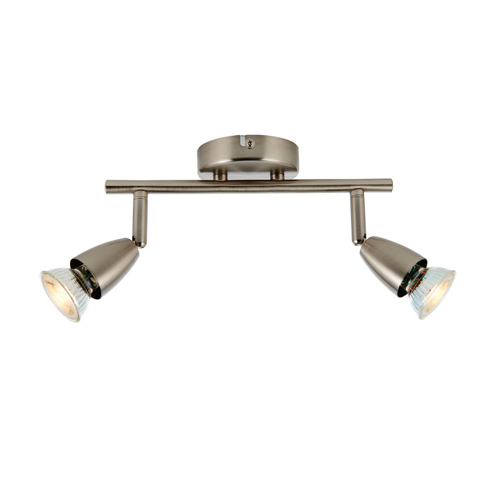 Saxby G2521313 Amalfi 2lt bar spotlight satin nickel 35W Satin nickel effect plate 2 x 35W GU10 reflector (Required) - westbasedirect.com