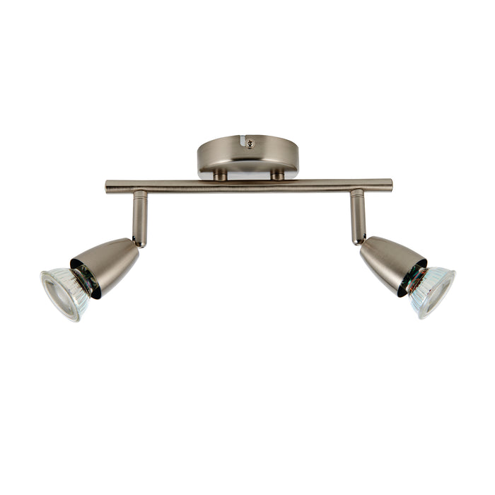 Saxby G2521313 Amalfi 2lt bar spotlight satin nickel 35W Satin nickel effect plate 2 x 35W GU10 reflector (Required) - westbasedirect.com