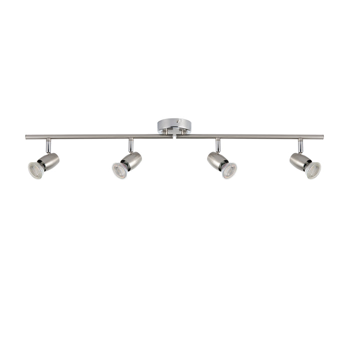 Saxby G5503177 Palermo 4lt bar spotlight 50W Brushed chrome effect & chrome effect plate 4 x 50W GU10 reflector (Required) - westbasedirect.com